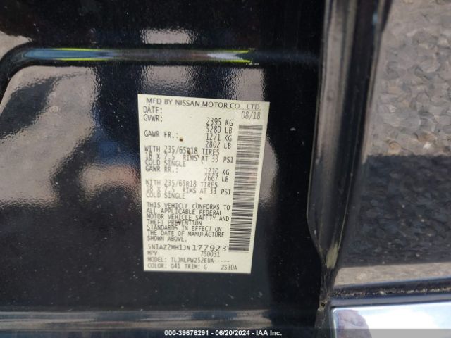 5N1AZ2MH1JN177923 Nissan MURANO S