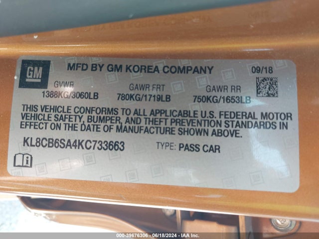 Chevrolet Spark Ls Cvt 2019 KL8CB6SA4KC733663 Image 9