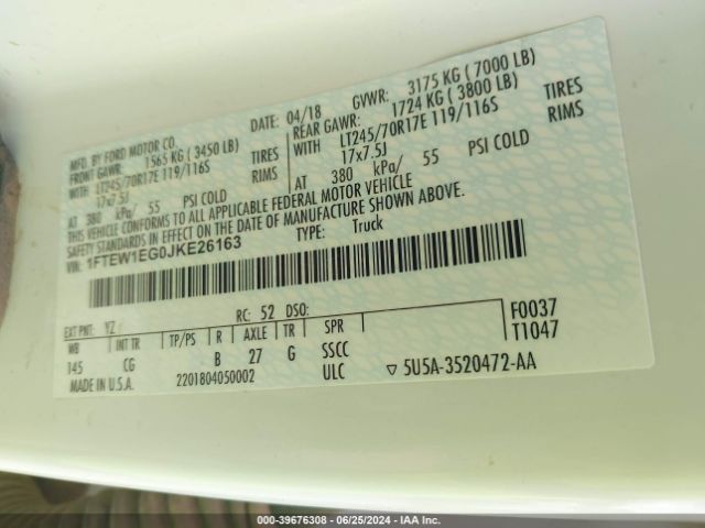 1FTEW1EG0JKE26163 Ford F-150 Xl
