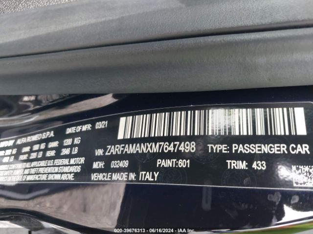 ZARFAMANXM7647498 Alfa Romeo Giulia Rwd