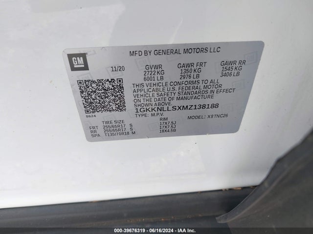 1GKKNLLSXMZ138188 GMC Acadia Awd At4