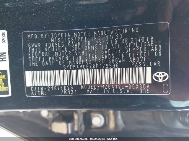 Toyota Corolla Nightshade Edition 2024 5YFB4MCEXRP179596 Image 9