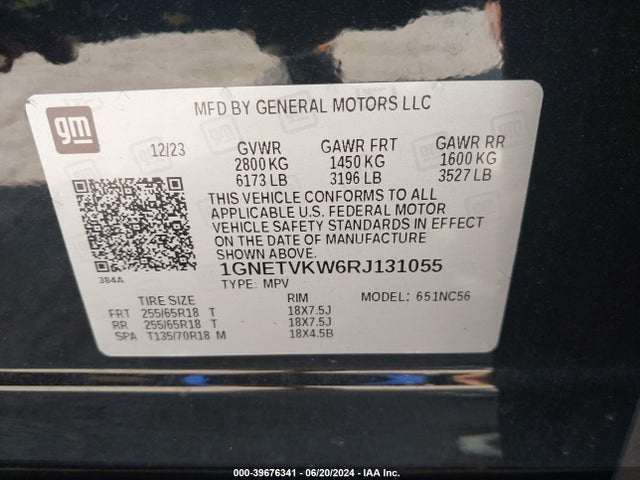 1GNETVKW6RJ131055 Chevrolet Traverse Limited Awd Lt Cloth