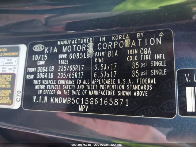 KIA SEDONA LX 2016 KNDMB5C15G6165871 Image 9