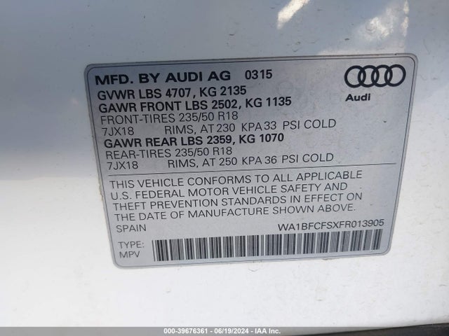 WA1BFCFSXFR013905 Audi Q3 2.0t Premium Plus
