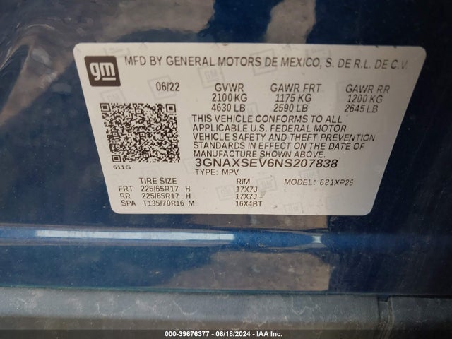 Chevrolet Equinox Awd Ls 2022 3GNAXSEV6NS207838 Image 9