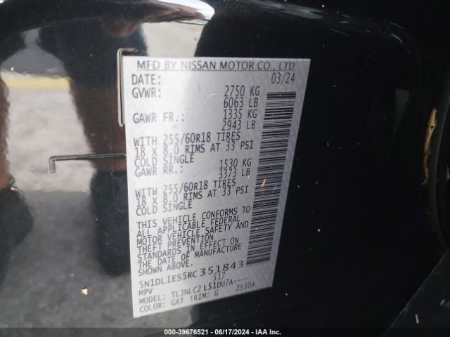 5N1DL1ES5RC351843 Infiniti Qx60 Pure Awd