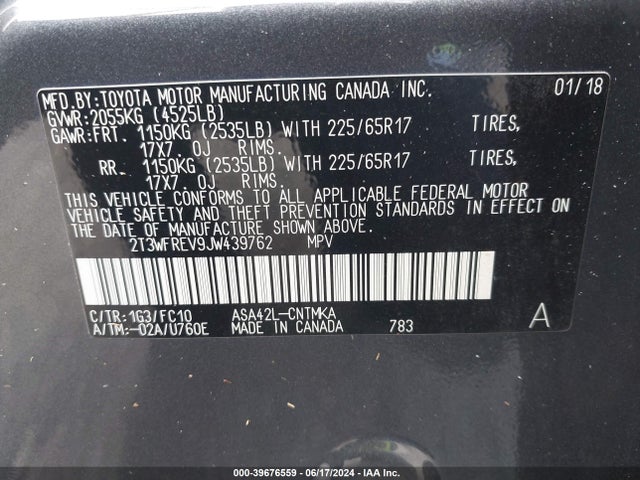 Toyota Rav4 Xle 2018 2T3WFREV9JW439762 Image 9