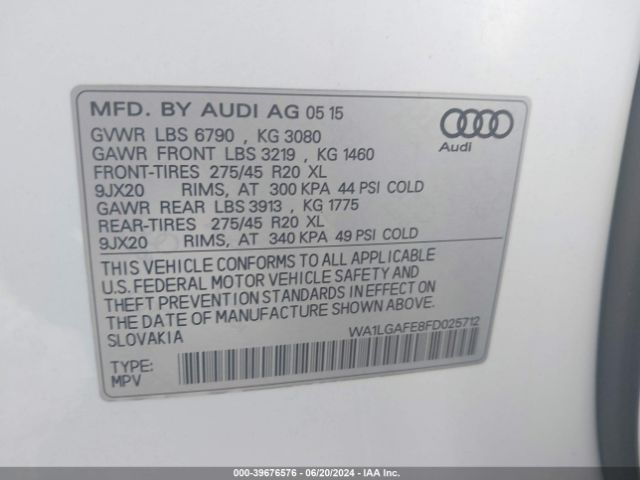 WA1LGAFE8FD025712 Audi Q7 3.0t Premium