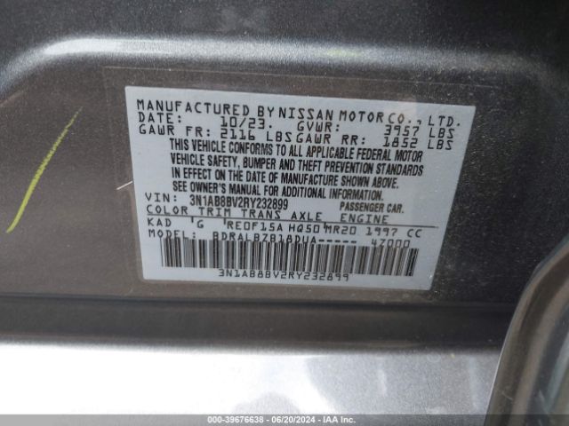 3N1AB8BV2RY232899 Nissan Sentra S Xtronic Cvt