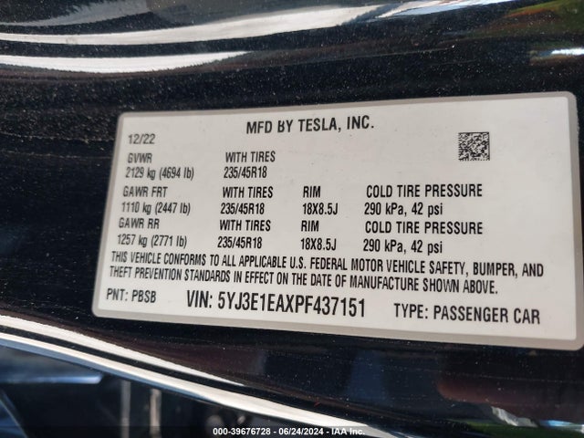 2023 TESLA MODEL 3 5YJ3E1EAXPF437151 Photo 8