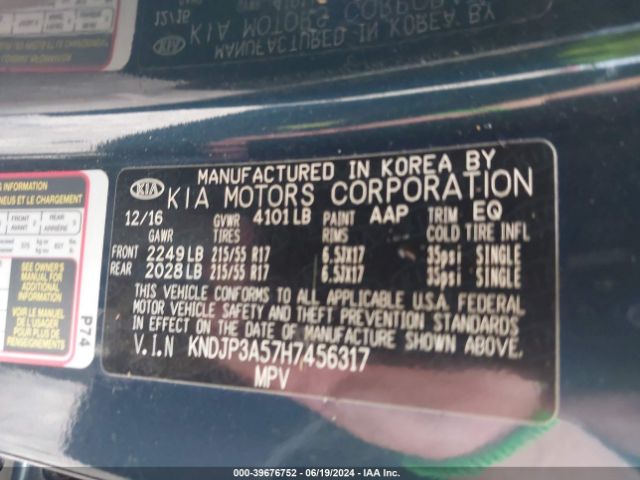 KNDJP3A57H7456317 KIA SOUL +
