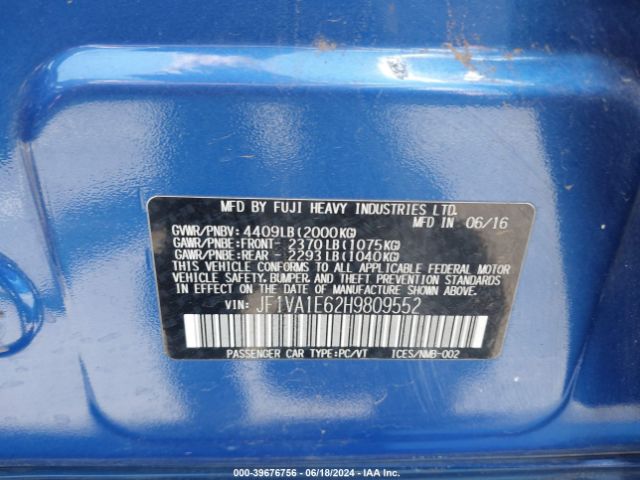 JF1VA1E62H9809552 Subaru Wrx Premium