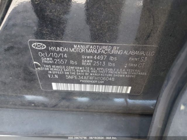 5NPE34AF4FH106048 Hyundai Sonata Limited