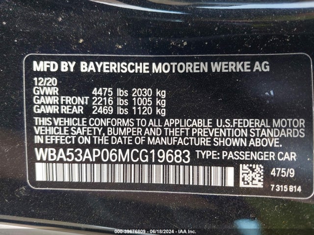 BMW 430I 2021 WBA53AP06MCG19683 Image 9