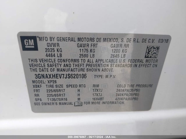 Chevrolet EQUINOX LS 2018 3GNAXHEV7JS620106 Image 9