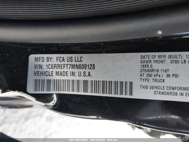 1C6RREFT7MN609128 RAM 1500 Big Horn  4x2 5'7 Box