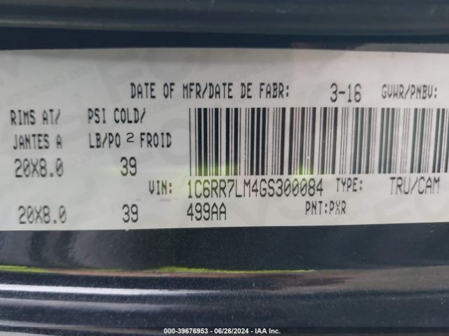 1C6RR7LM4GS300084 RAM 1500 Slt