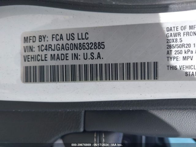 1C4RJGAG0N8632885 Jeep Grand Cherokee Altitude 4x2