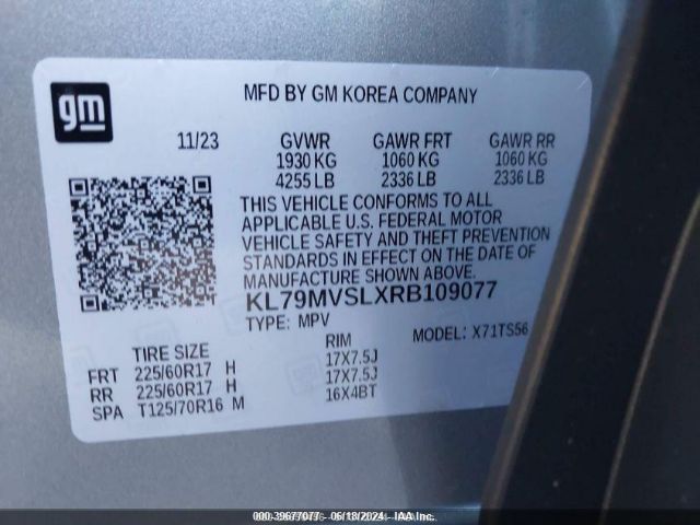KL79MVSLXRB109077 Chevrolet Trailblazer Fwd Activ
