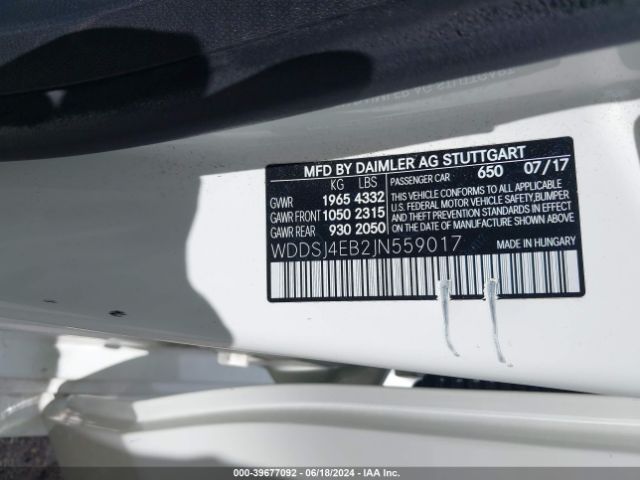 WDDSJ4EB2JN559017 Mercedes-Benz CLA 250
