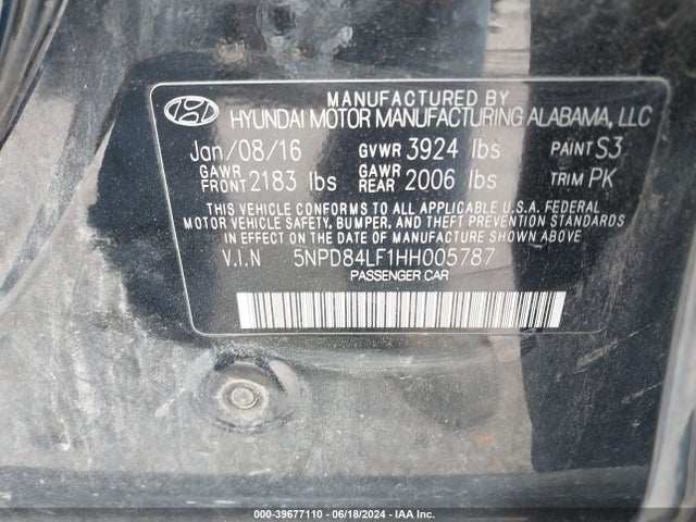 Hyundai ELANTRA SE 2017 5NPD84LF1HH005787 Image 9