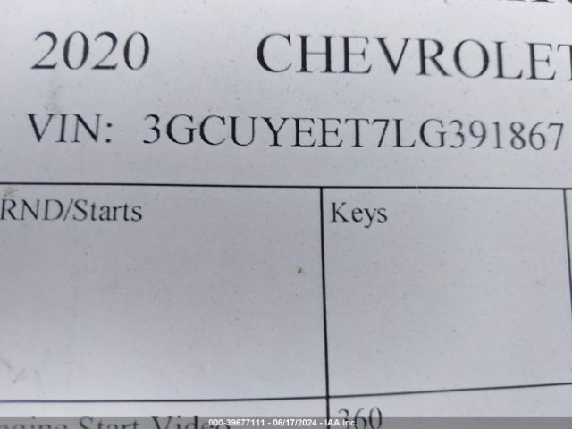 3GCUYEET7LG391867 Chevrolet Silverado 1500 4wd  Short Bed Rst