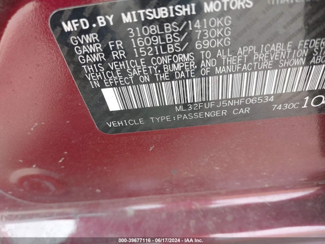 ML32FUFJ5NHF06534 Mitsubishi Mirage G4 Es
