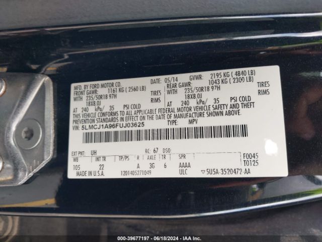5LMCJ1A96FUJ03625 Lincoln MKC