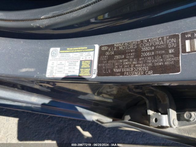 KNAFX4A63F5290193 KIA FORTE LX