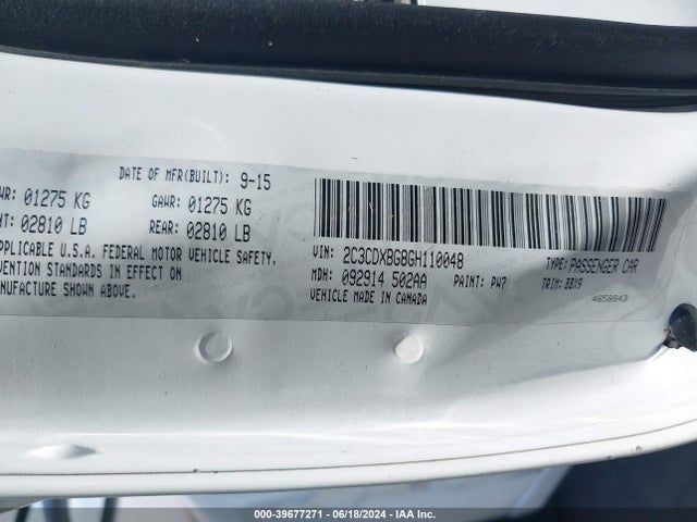 Dodge Charger Se 2016 2C3CDXBG8GH110048 Image 9