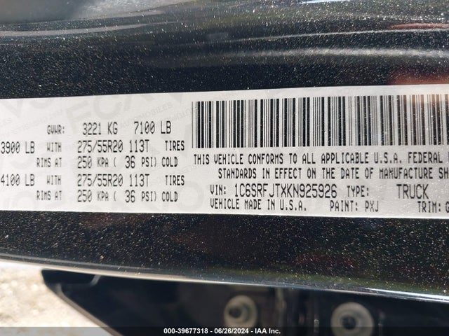 RAM 1500 Laramie  4x4 5'7 Box 2019 1C6SRFJTXKN925926 Image 9