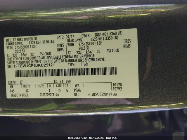 Ford F-150 Xl 2018 1FTEW1CP5JKC25121 Image 9