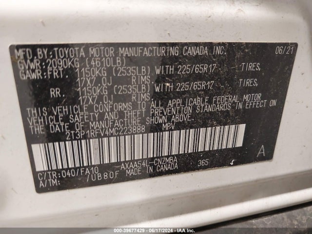 Toyota Rav4 Xle 2021 2T3P1RFV4MC223888 Image 9