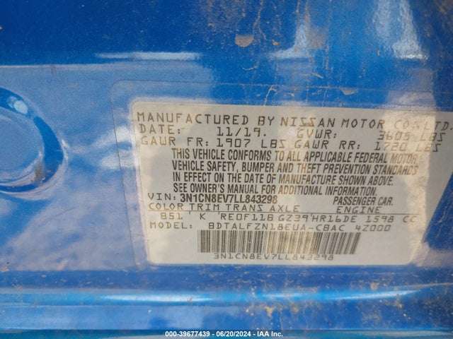 Nissan Versa Sv Xtronic Cvt 2020 3N1CN8EV7LL843298 Image 9