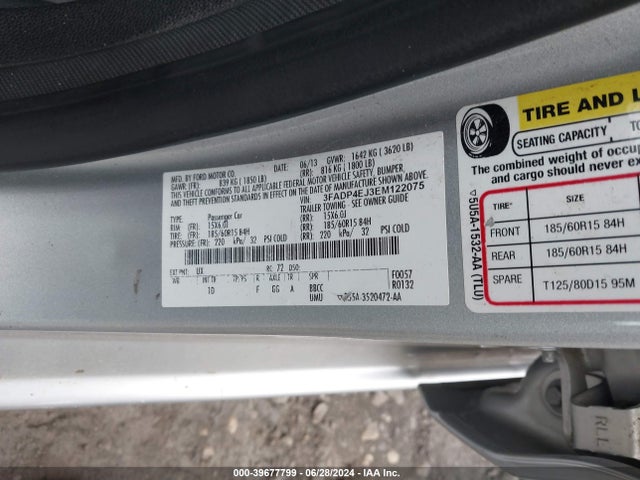 Ford FIESTA SE 2014 3FADP4EJ3EM122075 Image 9