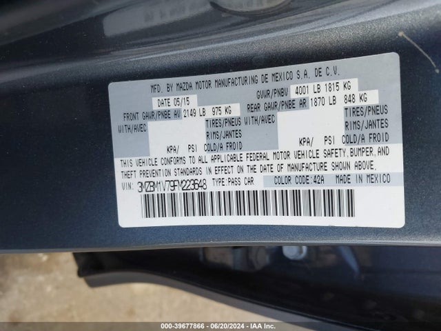 Mazda Mazda3 I Touring 2015 3MZBM1V79FM223648 Image 9