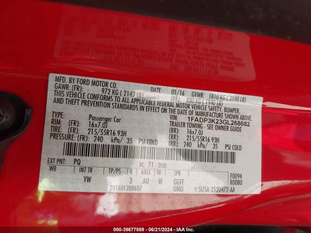 Ford FOCUS SE 2016 1FADP3K23GL268682 Image 9