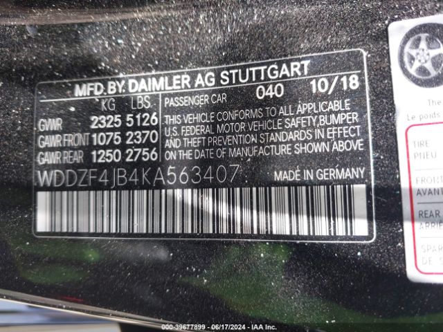 WDDZF4JB4KA563407 Mercedes-Benz E 300