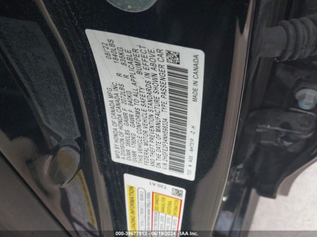 2HGFE2F54NH598334 Honda Civic Sport