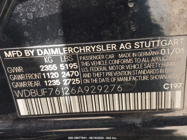 2006 MERCEDES-BENZ E 55 AMG WDBUF76J26A929276 Photo 8