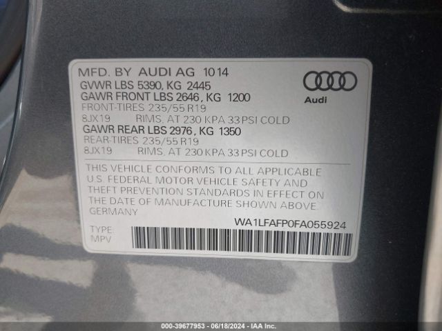 WA1LFAFP0FA055924 Audi Q5 2.0t Premium