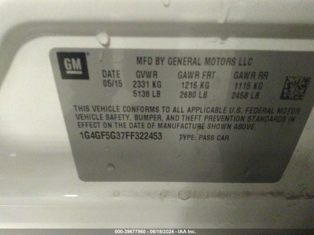 1G4GF5G37FF322453 Buick Lacrosse Premium Ii