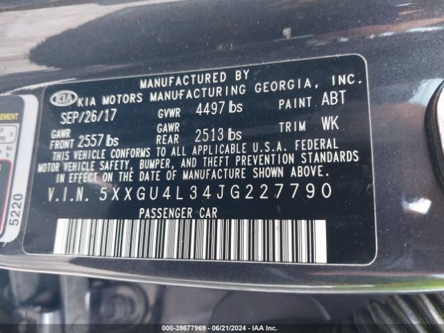 5XXGU4L34JG227790 KIA OPTIMA EX