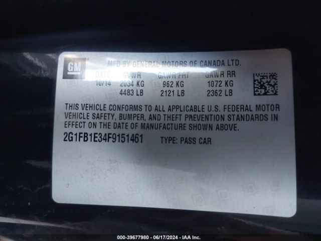 2G1FB1E34F9151461 Chevrolet Camaro 2ls