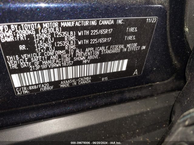 2T3P1RFV9RW418357 Toyota Rav4 Xle