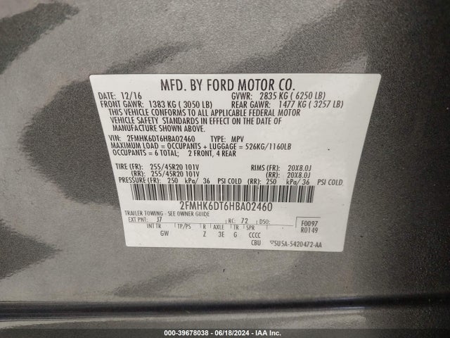 Ford Flex Limited 2017 2FMHK6DT6HBA02460 Image 9