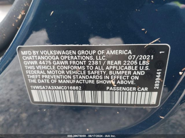 1VWSA7A3XMC016862 Volkswagen Passat 2.0t Se