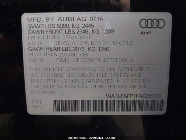 Audi Q5 2.0t Premium 2015 WA1LFAFP1FA028313 Image 9