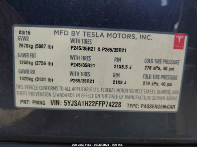 5YJSA1H22FFP74228 Tesla Model S 70d/85d/p85d